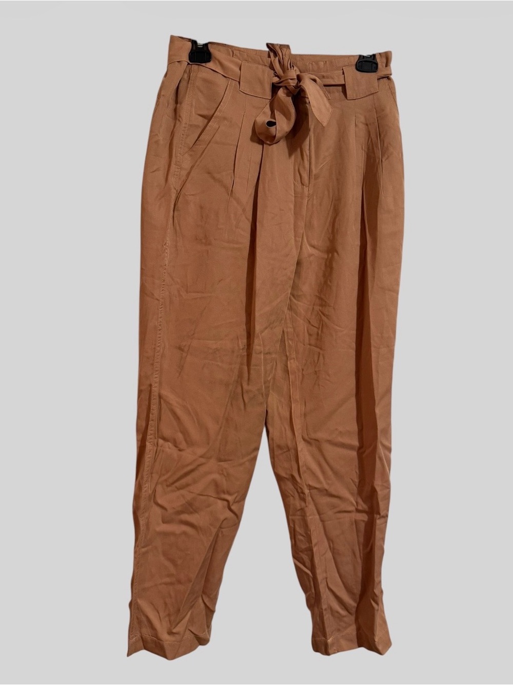 Max Jeans Rust Paperbag Waist Wide-Leg Pants with Tie